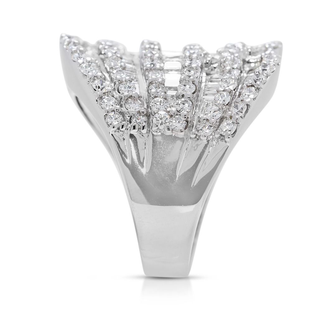 Sophisticated 3.26ct Natural Diamonds Big Ring in 18K White Gold