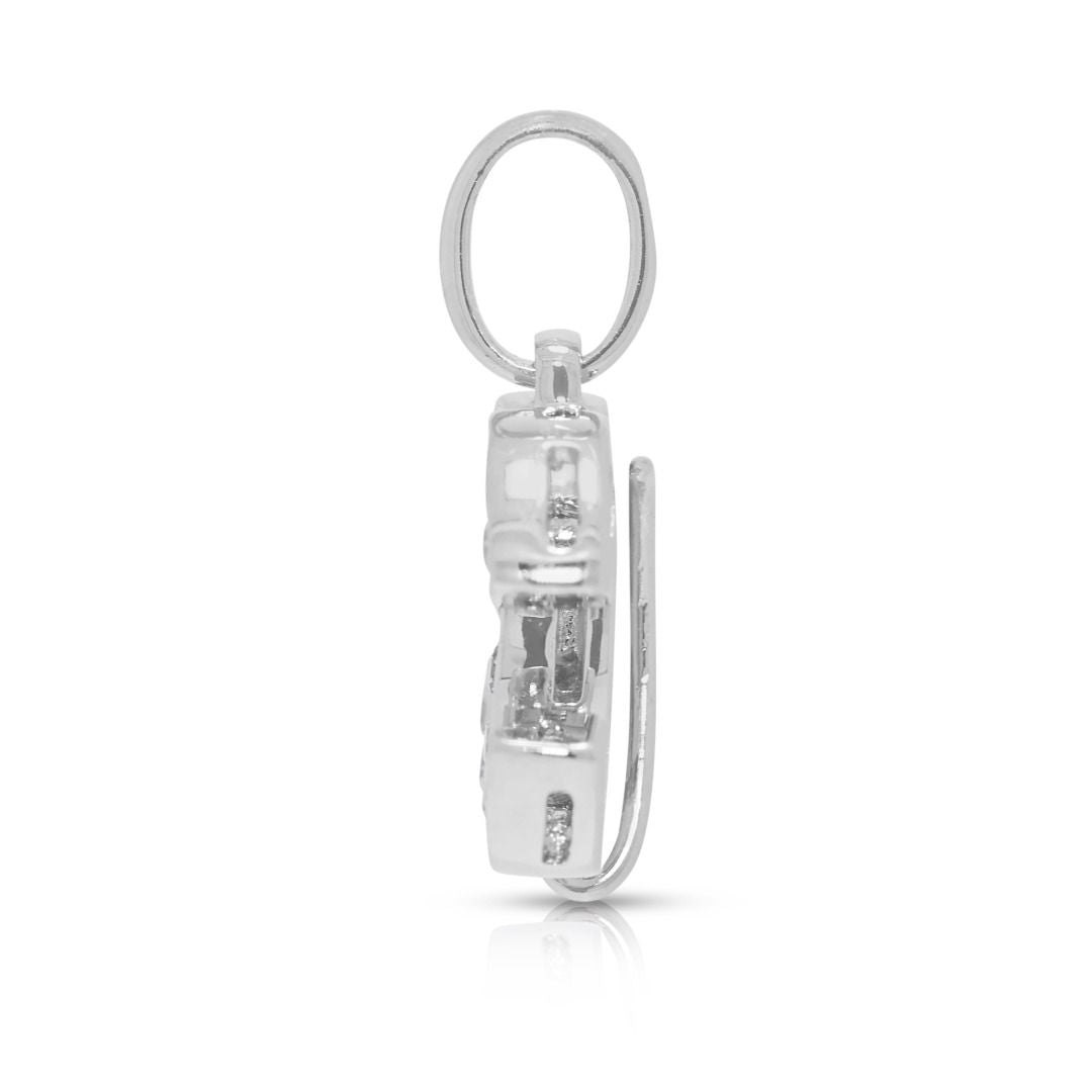 Sparkling 0.21ct Natural Diamond 18K White Gold Pendant