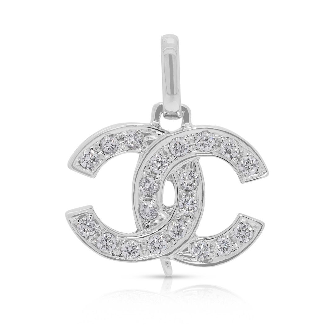 Sparkling 0.21ct Natural Diamond 18K White Gold Pendant