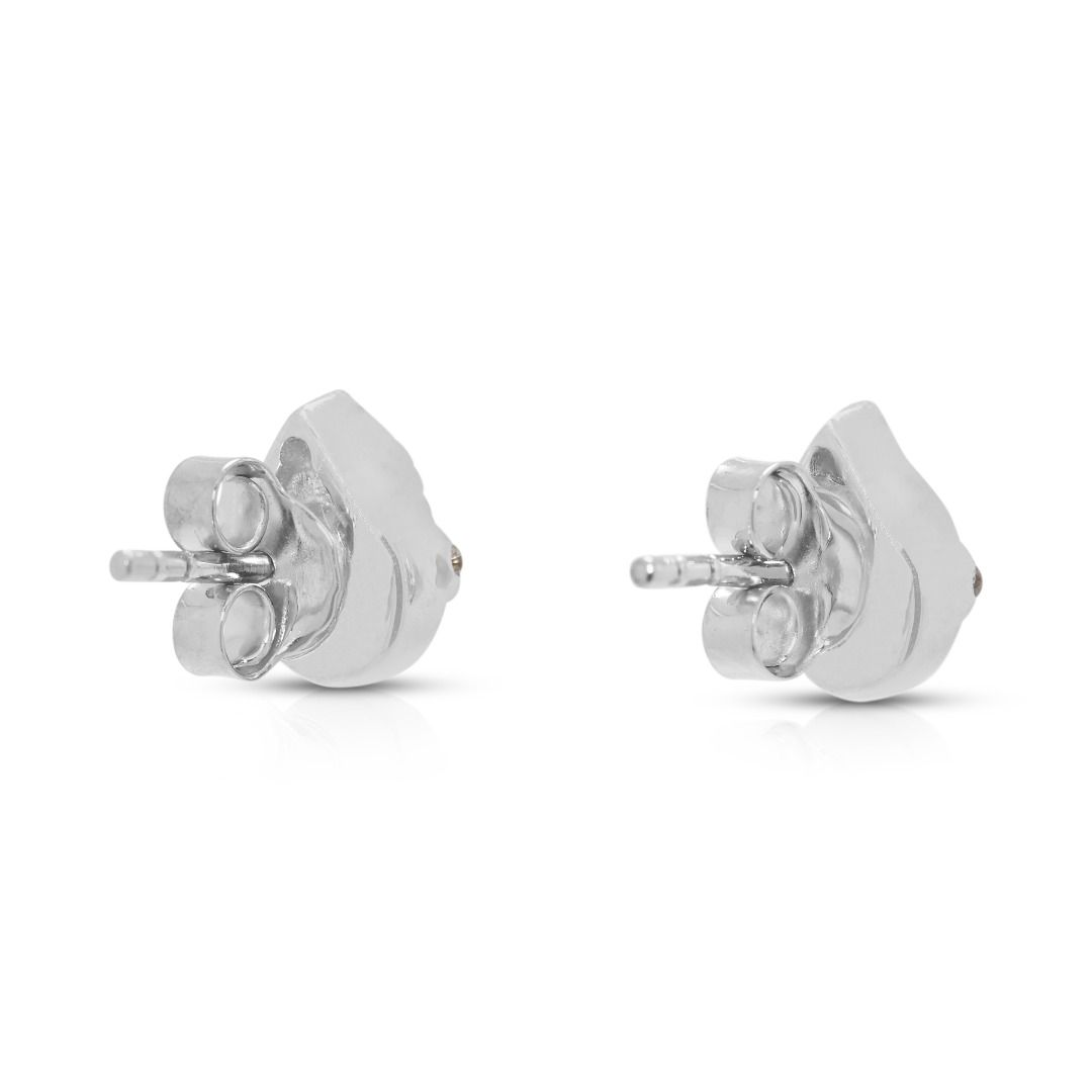 Sparkling 0.29ct Natural Diamond Teardrop Cluster Stud Earrings in 18K White Gold