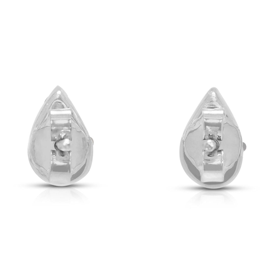 Sparkling 0.29ct Natural Diamond Teardrop Cluster Stud Earrings in 18K White Gold