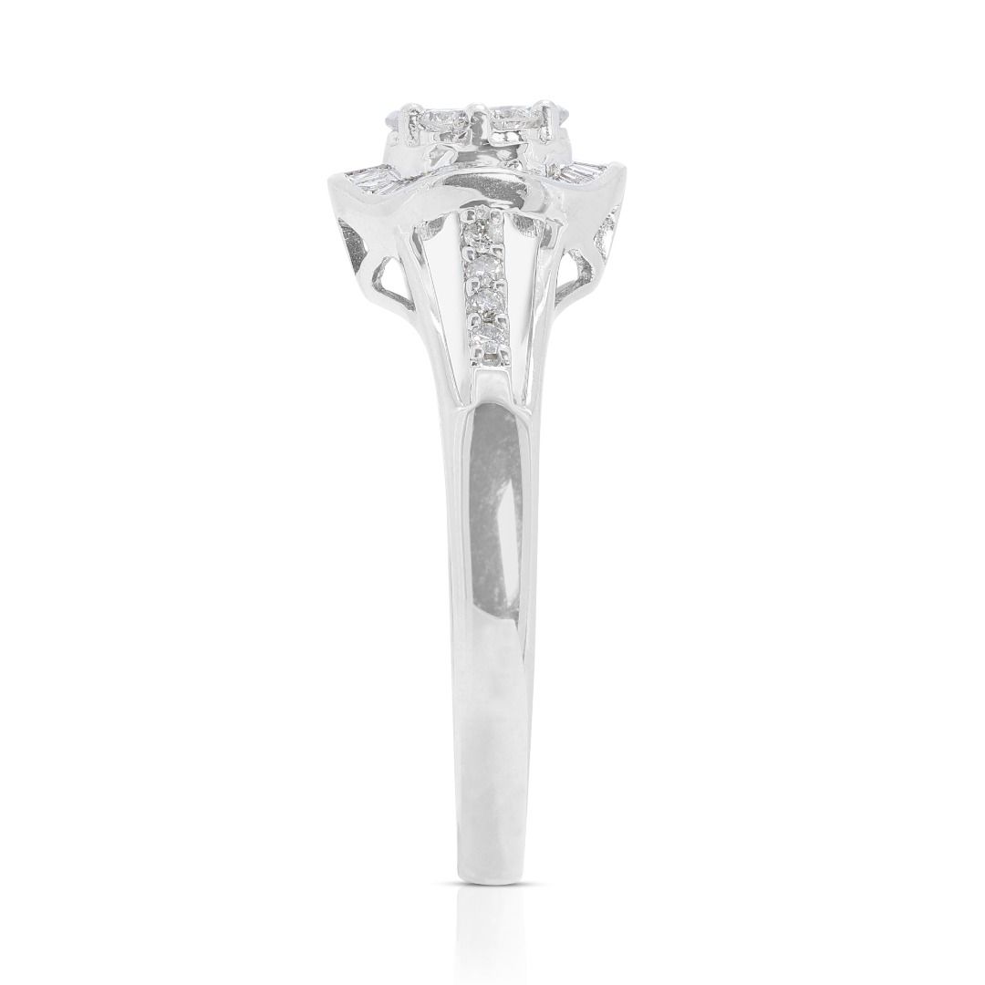 Sparkling 0.32 carat Natural Diamond Ring in 9K White Gold