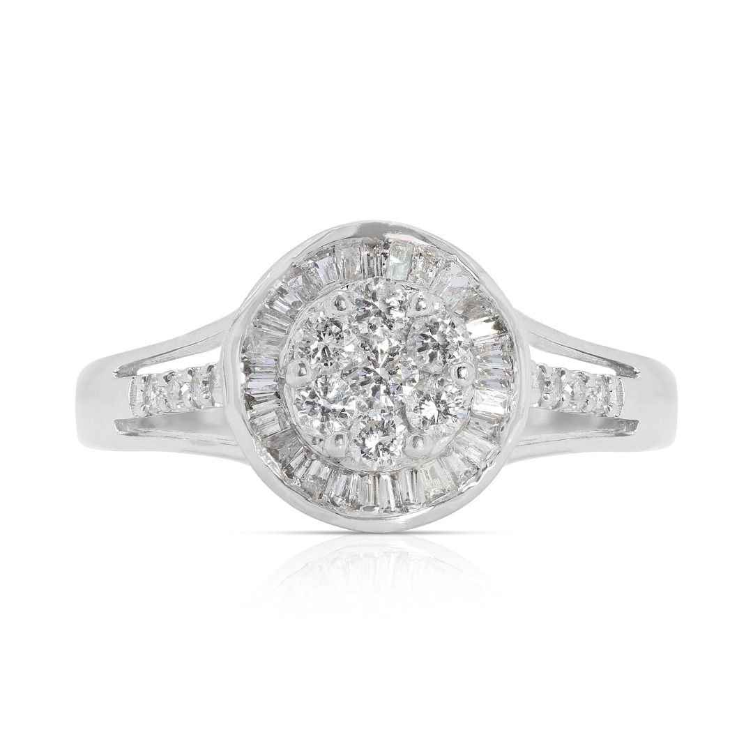 Sparkling 0.32 carat Natural Diamond Ring in 9K White Gold
