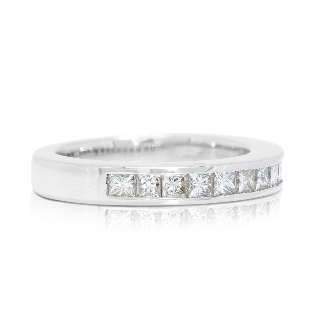 Sparkling 0.35ct Princess Cut Half Eternity Diamond Ring in Platinum