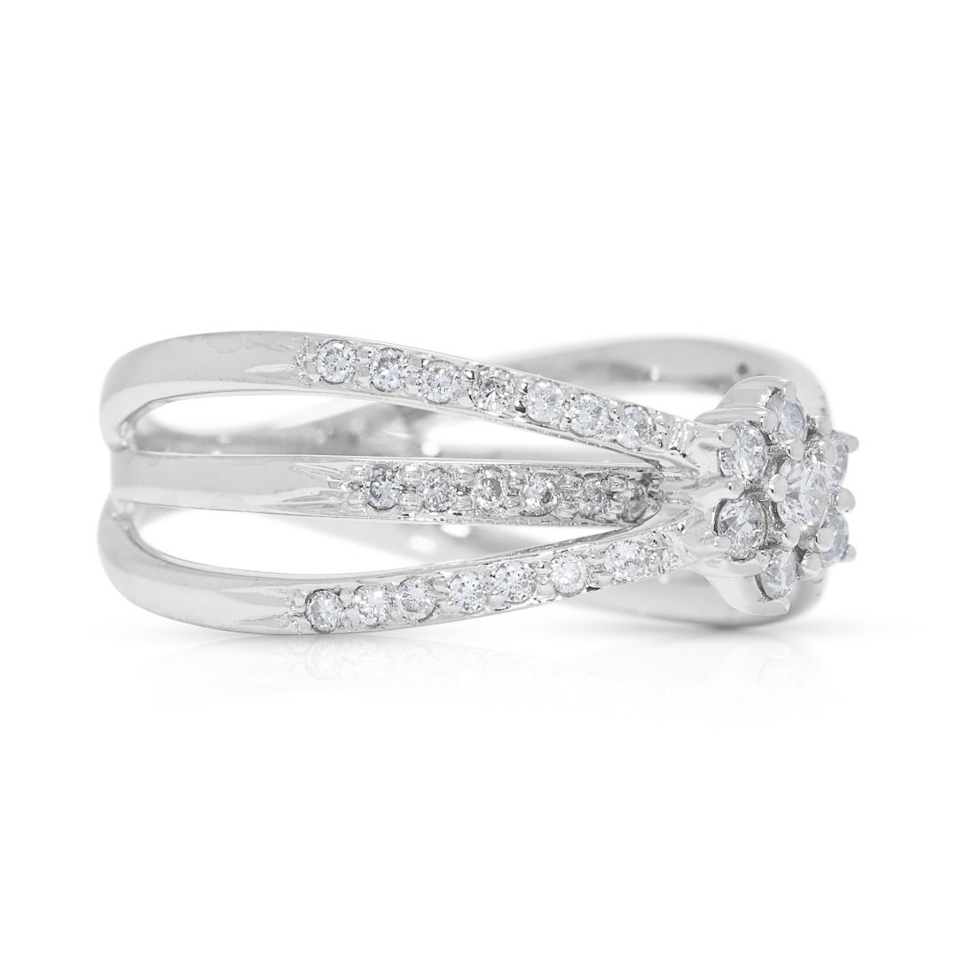 Sparkling 0.57ct Cluster Diamond Ring in 18K White Gold