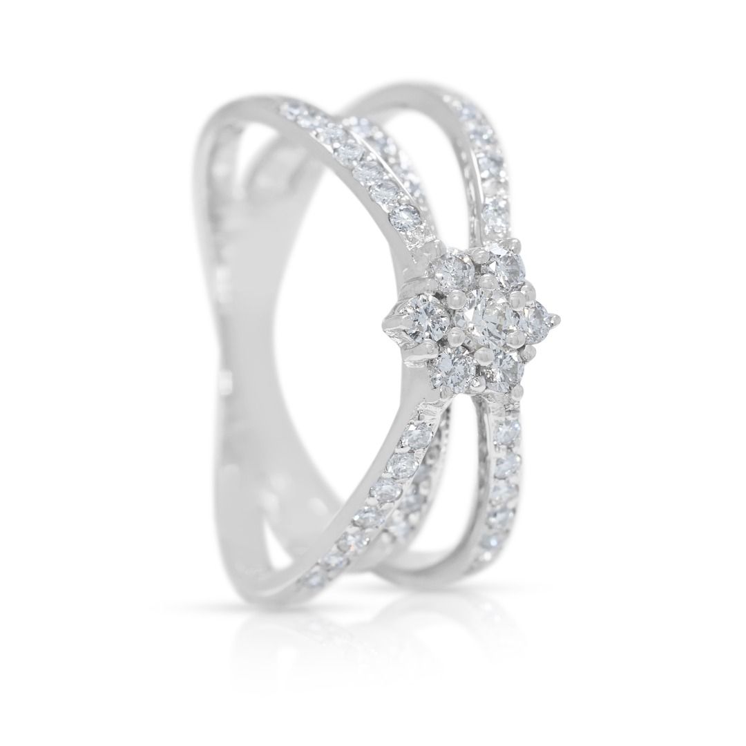 Sparkling 0.57ct Cluster Diamond Ring in 18K White Gold