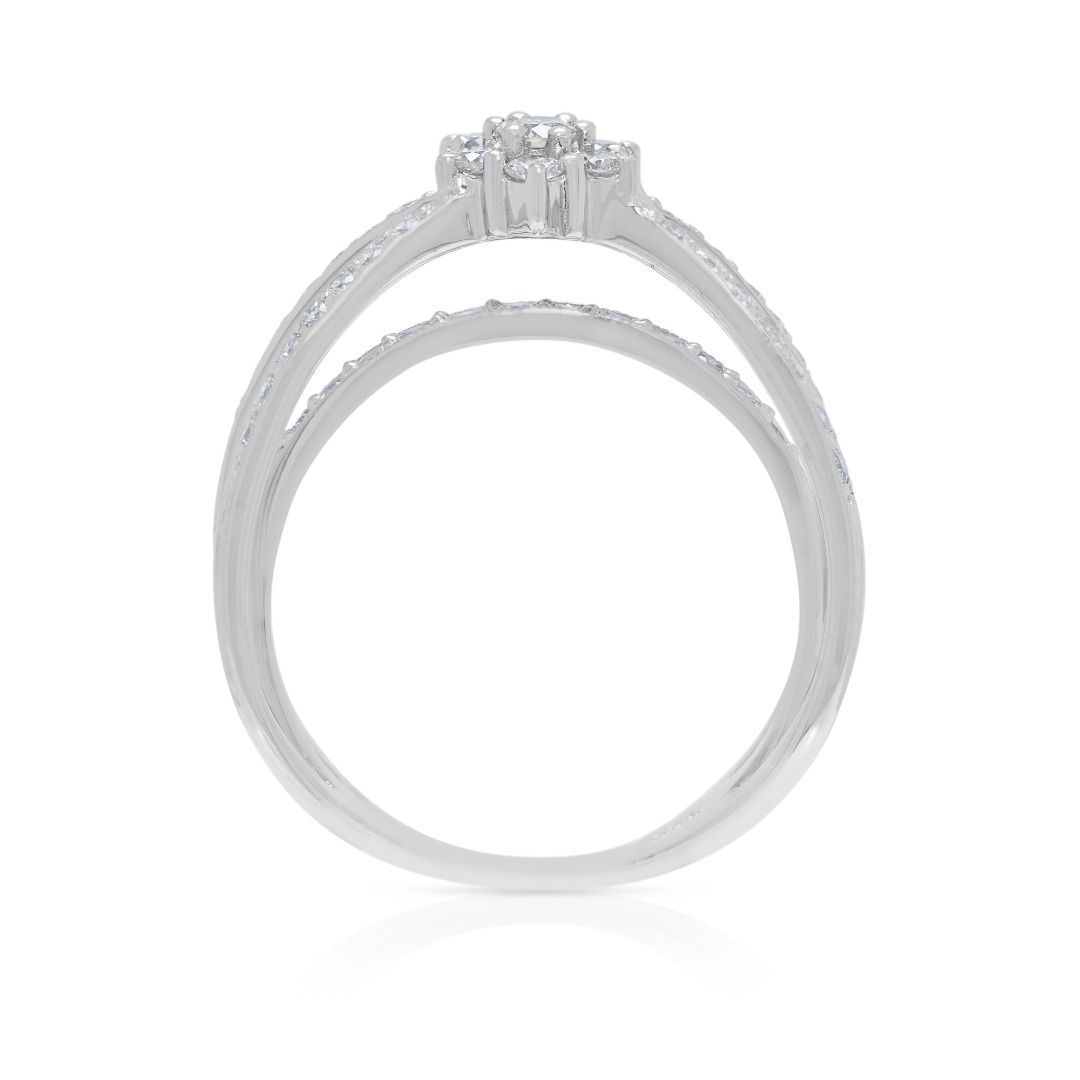 Sparkling 0.57ct Cluster Diamond Ring in 18K White Gold