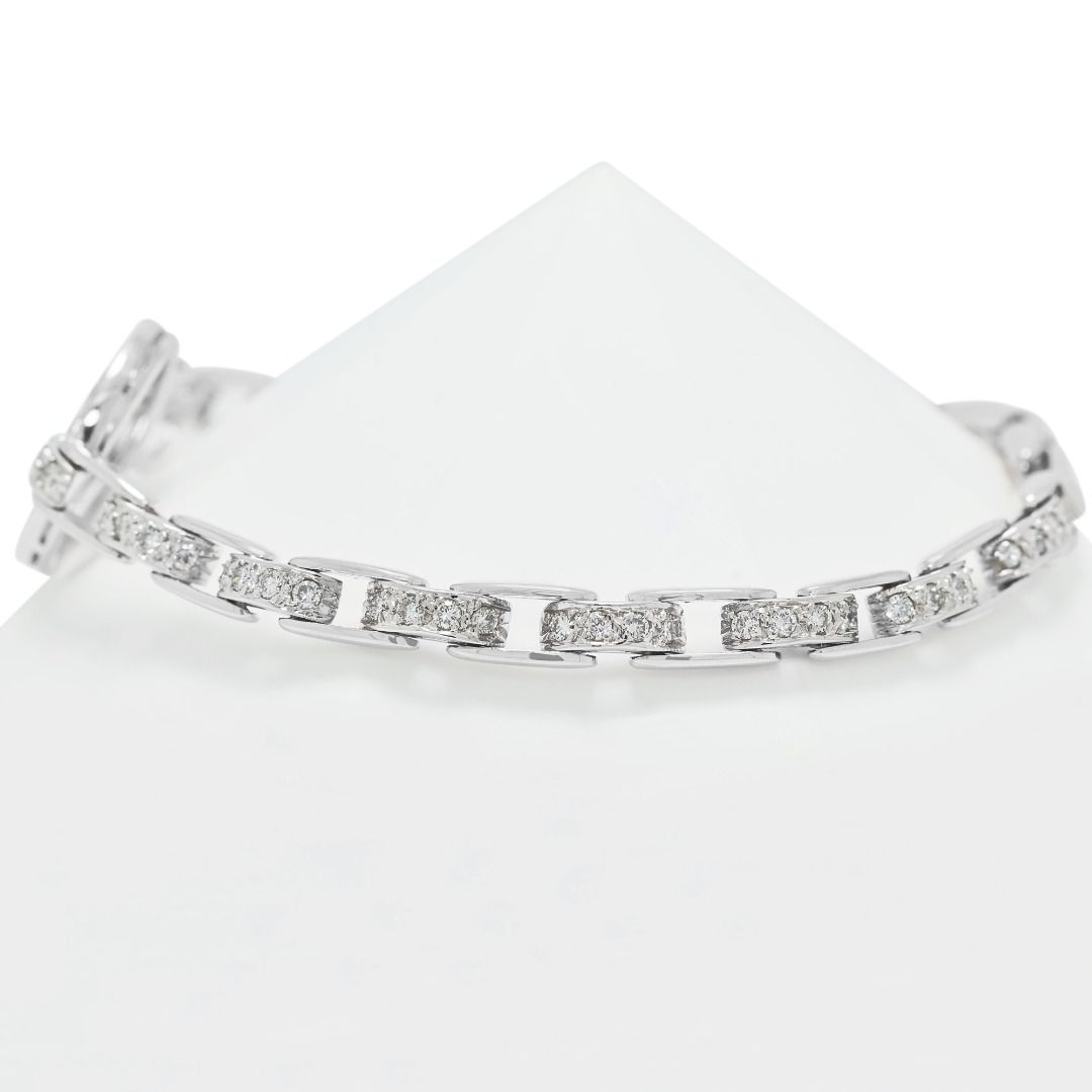 Sparkling 0.94ct Natural Diamond Vintage Bracelet in 18K White Gold