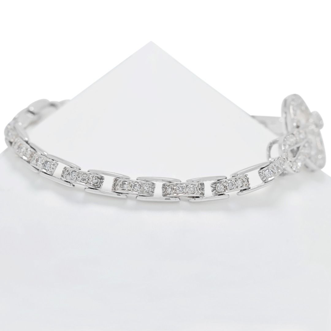Sparkling 0.94ct Natural Diamond Vintage Bracelet in 18K White Gold