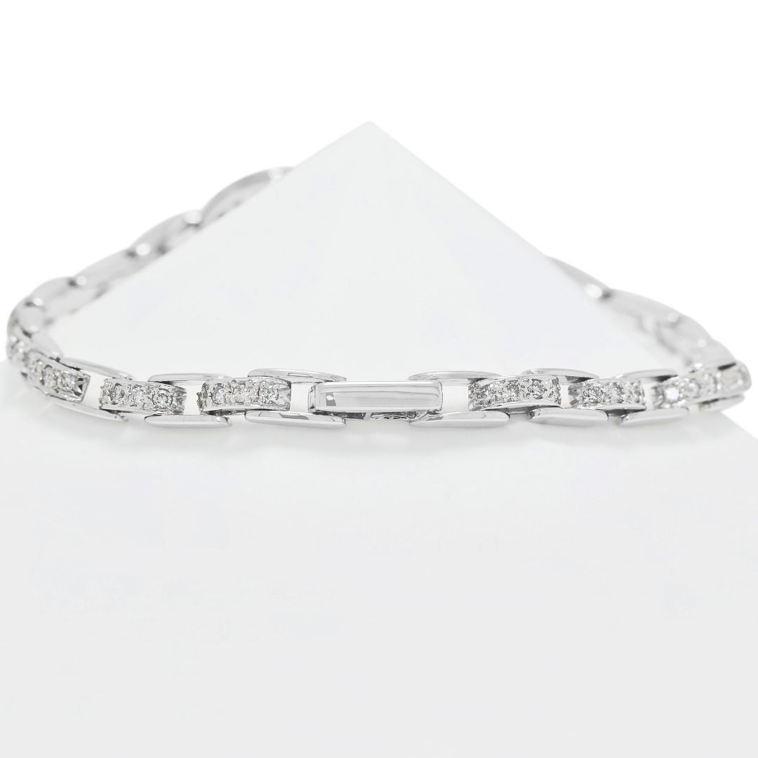 Sparkling 0.94ct Natural Diamond Vintage Bracelet in 18K White Gold