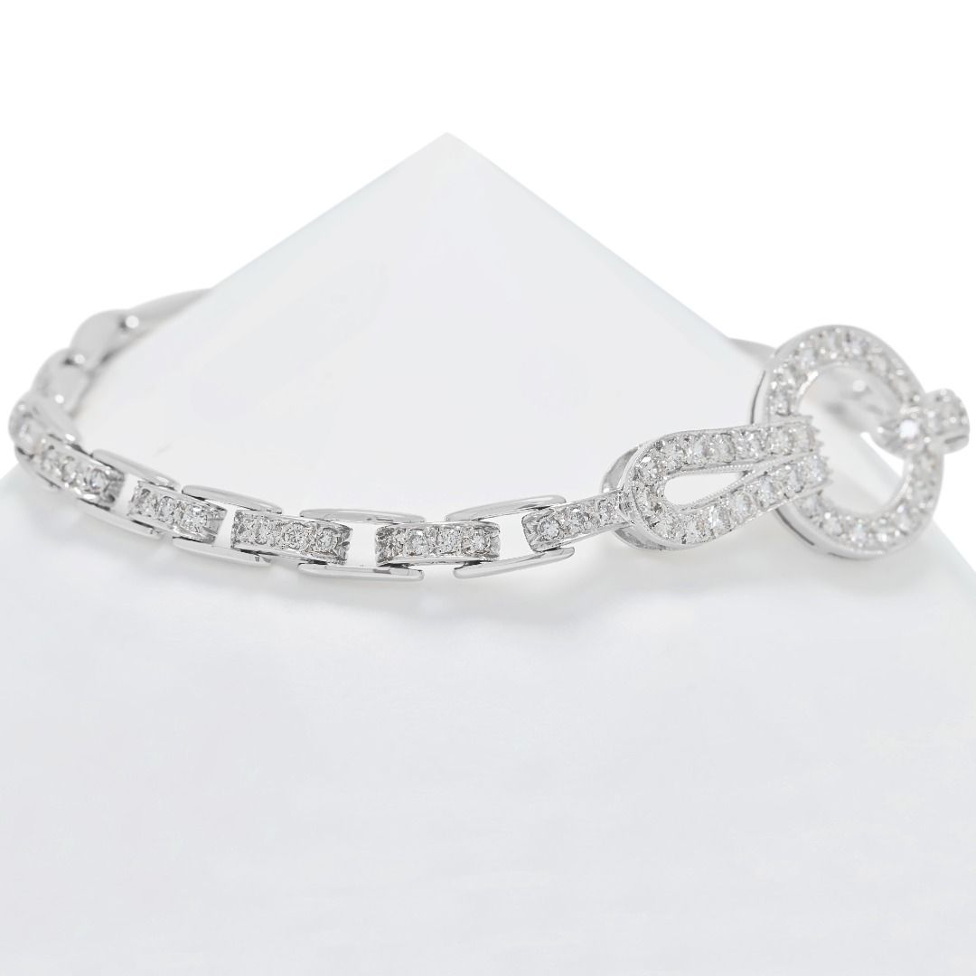 Sparkling 0.94ct Natural Diamond Vintage Bracelet in 18K White Gold
