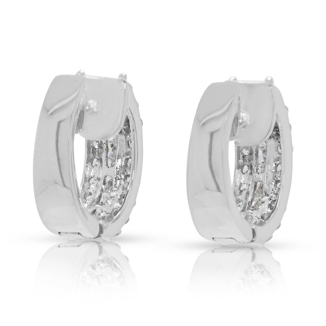 Sparkling 0.98ct Triple-Row Diamond Hoops in 18K White Gold