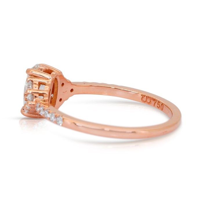Sparkling 1.08ct Diamonds Pave Ring in 18k Rose Gold - IGI Certified