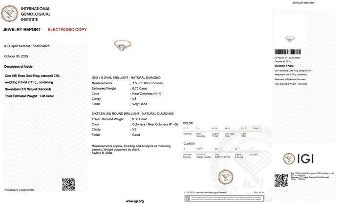 Sparkling 1.08ct Diamonds Pave Ring in 18k Rose Gold - IGI Certified