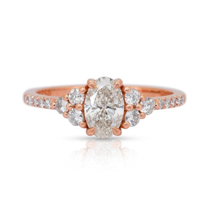 Sparkling 1.08ct Diamonds Pave Ring in 18k Rose Gold - IGI Certified