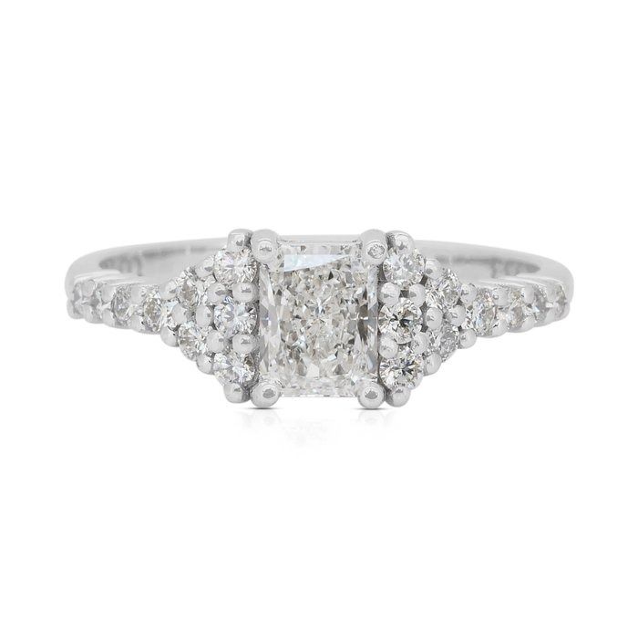 Sparkling 1.09ct Diamonds Pave Ring in 18k White Gold - IGI Certified