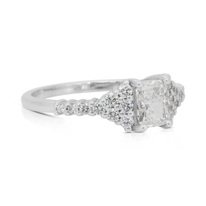 Sparkling 1.09ct Diamonds Pave Ring in 18k White Gold - IGI Certified