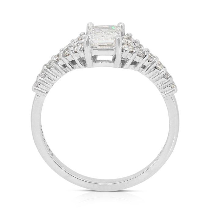 Sparkling 1.09ct Diamonds Pave Ring in 18k White Gold - IGI Certified