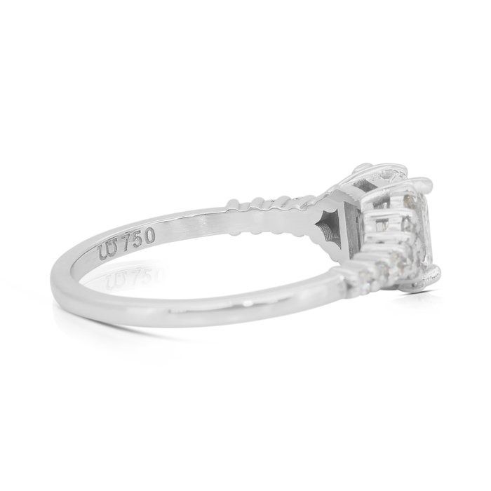 Sparkling 1.09ct Diamonds Pave Ring in 18k White Gold - IGI Certified