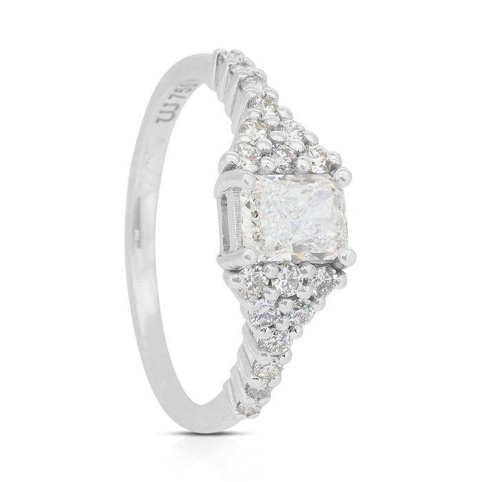 Sparkling 1.09ct Diamonds Pave Ring in 18k White Gold - IGI Certified