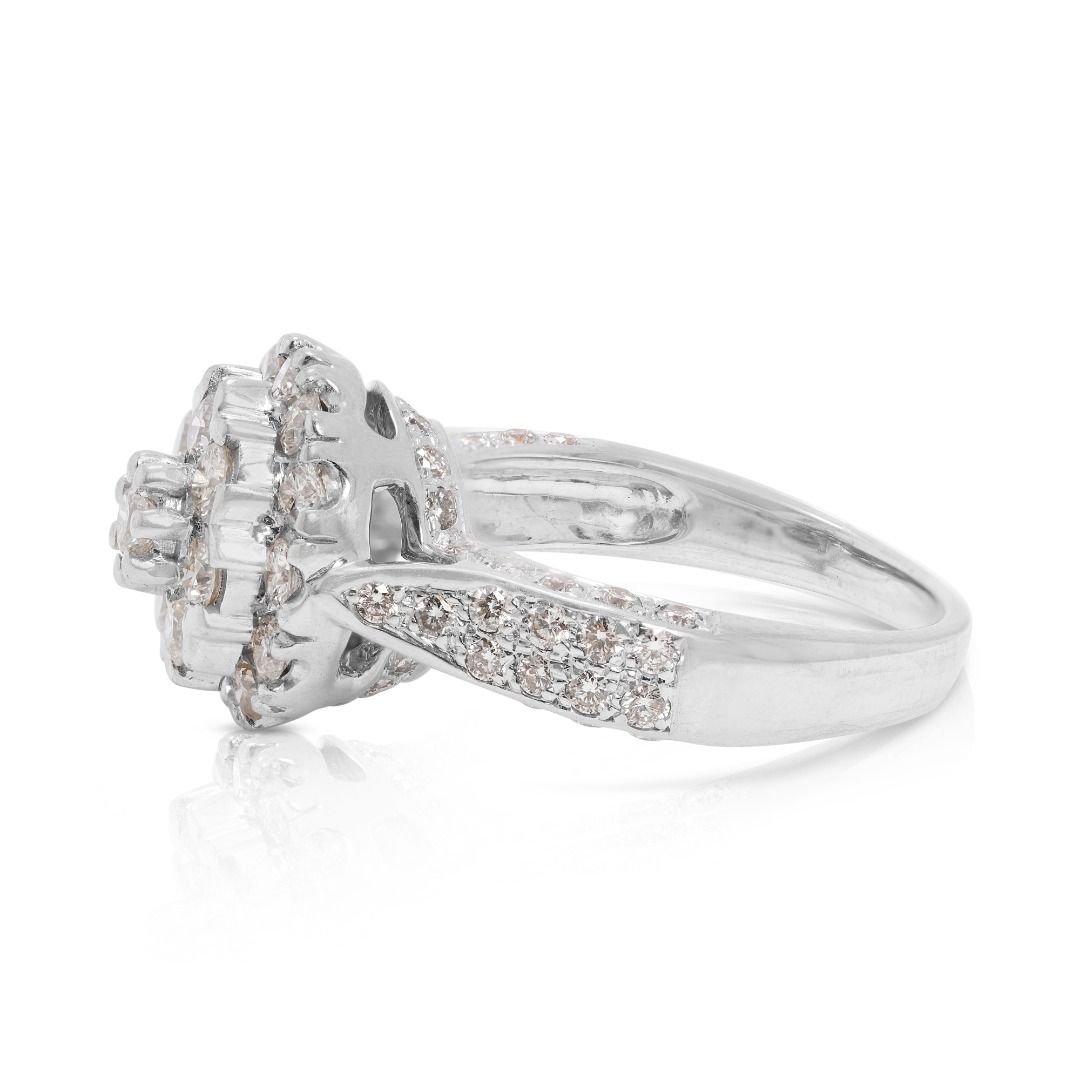 Sparkling 1.12ct Round Brilliant Natural Diamond Ring in 14K White Gold