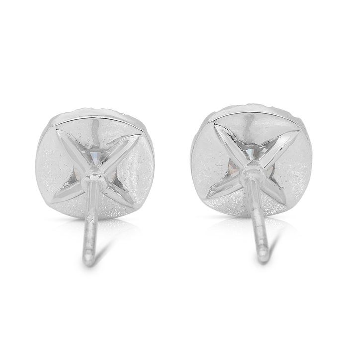 Sparkling 1.42ct Diamonds Stud Earrings in 18k White Gold - IGI Certified