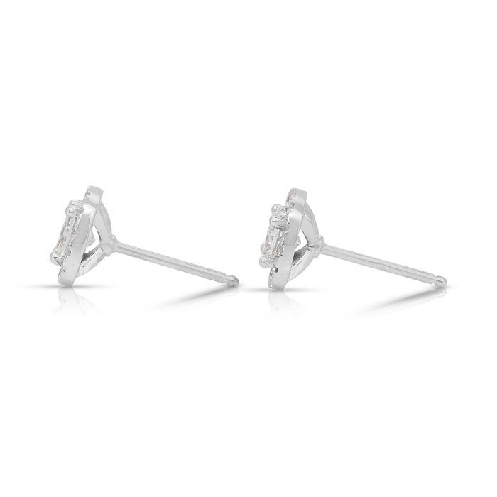 Sparkling 1.42ct Diamonds Stud Earrings in 18k White Gold - IGI Certified