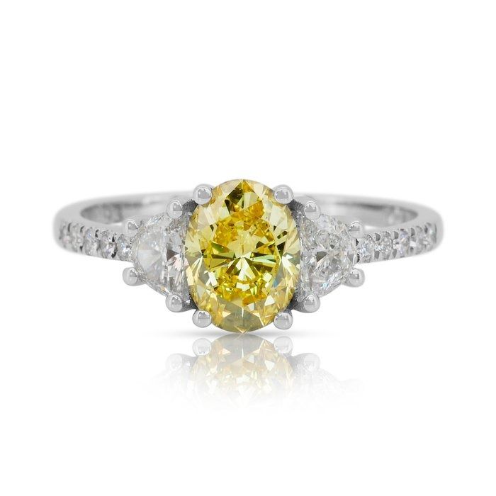 Sparkling 1.47ct Diamonds 3-Stone Ring in 18k White Gold - GIA Certified