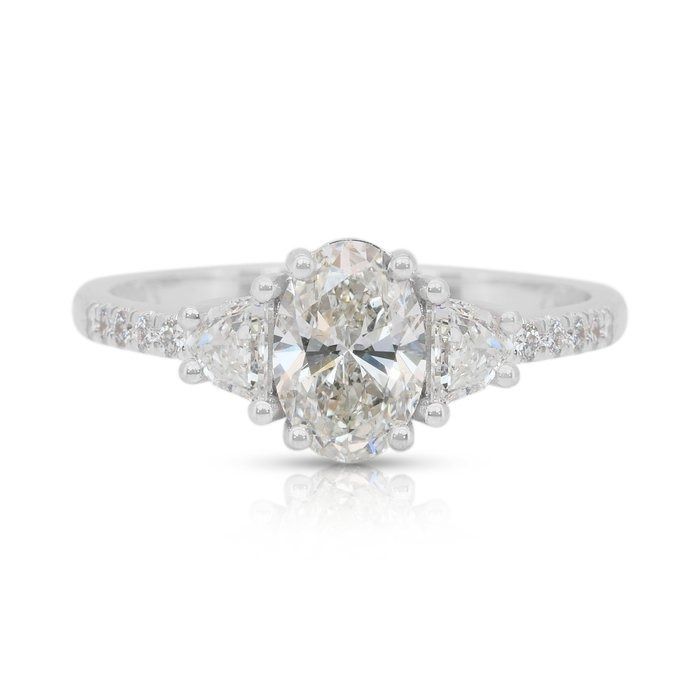 Sparkling 1.49ct Diamonds 3-Stone Ring in 18k White Gold - IGI Certified