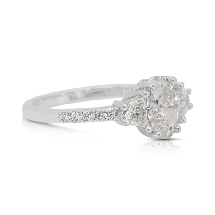 Sparkling 1.49ct Diamonds 3-Stone Ring in 18k White Gold - IGI Certified