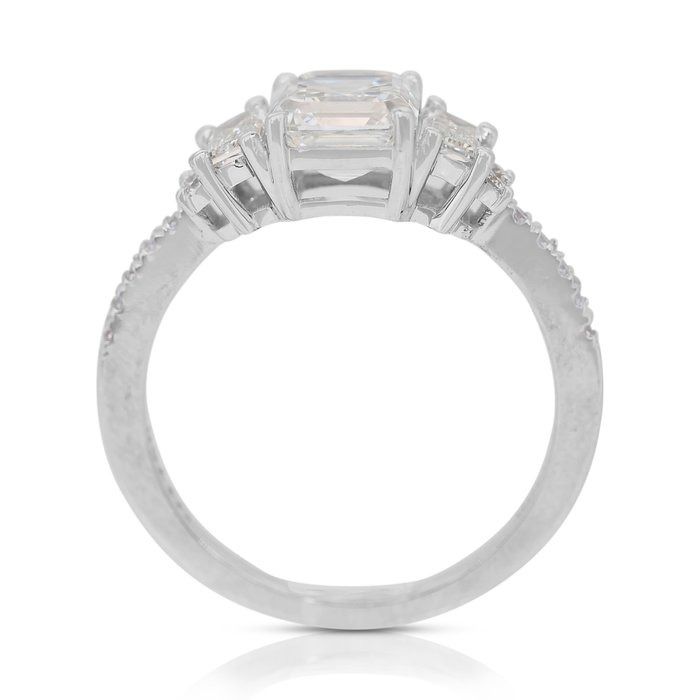 Sparkling 1.97ct Diamonds 3-Stone Ring in 18k White Gold - IGI Certified