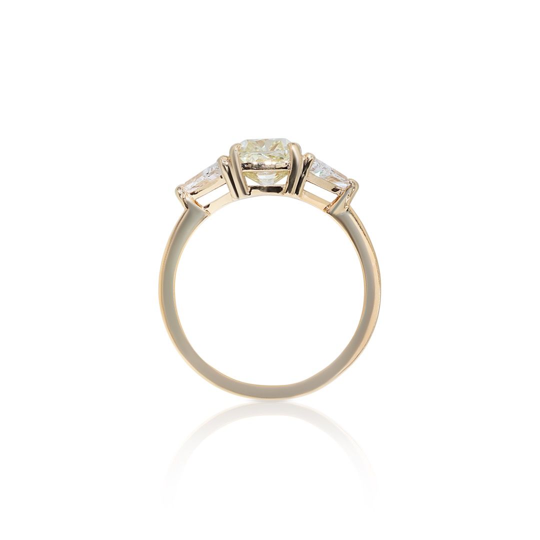 Sparkling 2.03ct. Cushion Cut Three-Stone Natural Diamond Ring - GIA Certificate