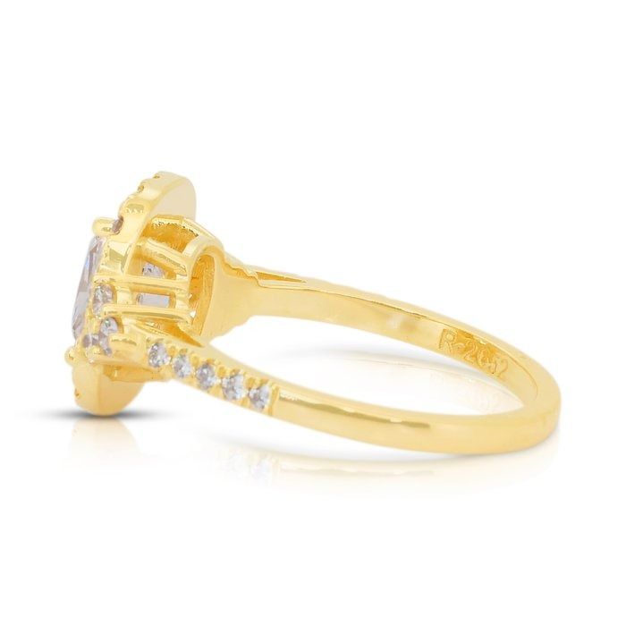 Sparkling 2.12ct Diamonds Halo Ring in 18k Yellow Gold - GIA Certified