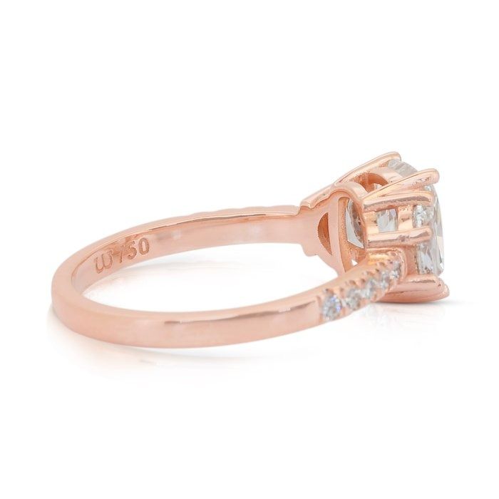 Sparkling 2.16ct Diamonds 3-Stone Ring in 18k Rose Gold - IGI Certified