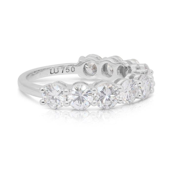 Sparkling 2.55ct Diamonds Half-Eternity Ring in 18k White Gold - IGI Certified
