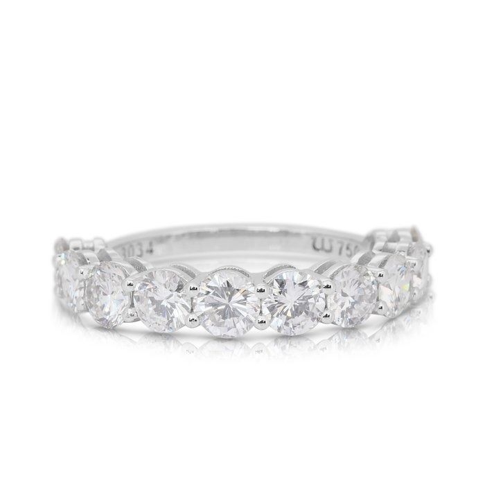 Sparkling 2.55ct Diamonds Half-Eternity Ring in 18k White Gold - IGI Certified