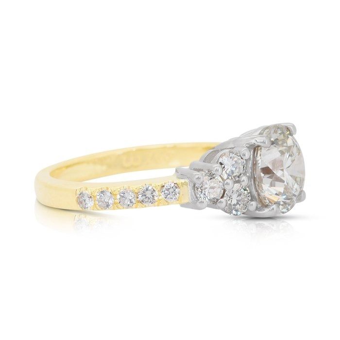 Sparkling 2.72ct Diamonds Ring in 18k Yellow & White Gold - IGI Certified