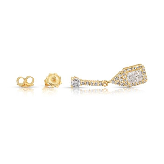 Sparkling 3.05ct Diamonds Drop Earrings in 18k Yellow Gold - IGI Certified
