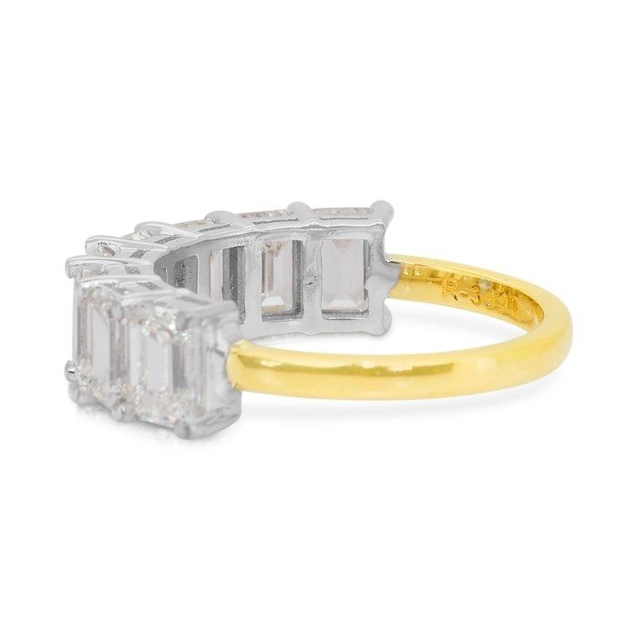 Sparkling 4.05ct Diamonds Half-Eternity Ring in 18k White & Yellow Gold - IGI Certified