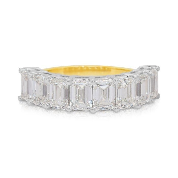 Sparkling 4.05ct Diamonds Half-Eternity Ring in 18k White & Yellow Gold - IGI Certified