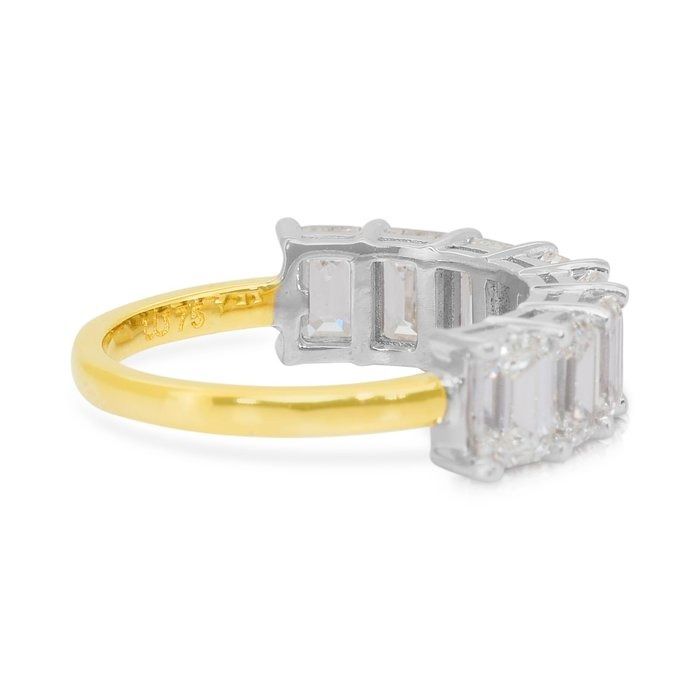 Sparkling 4.05ct Diamonds Half-Eternity Ring in 18k White & Yellow Gold - IGI Certified
