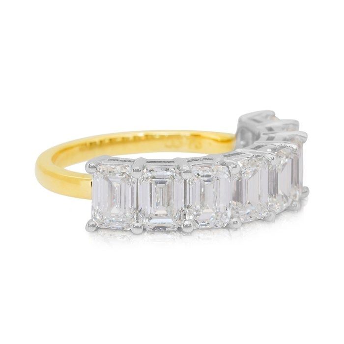 Sparkling 4.05ct Diamonds Half-Eternity Ring in 18k White & Yellow Gold - IGI Certified