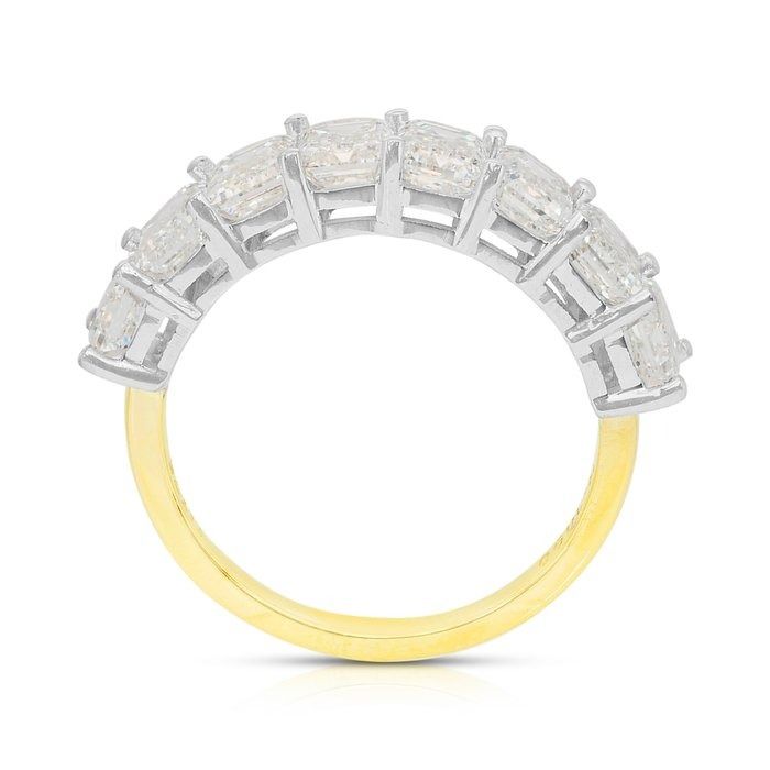 Sparkling 4.05ct Diamonds Half-Eternity Ring in 18k White & Yellow Gold - IGI Certified