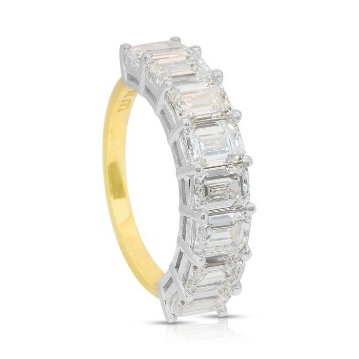 Sparkling 4.05ct Diamonds Half-Eternity Ring in 18k White & Yellow Gold - IGI Certified