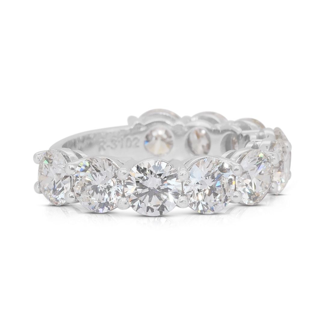 Sparkling 5.18ct Diamonds Band Ring in 18k White Gold - IGI Certified