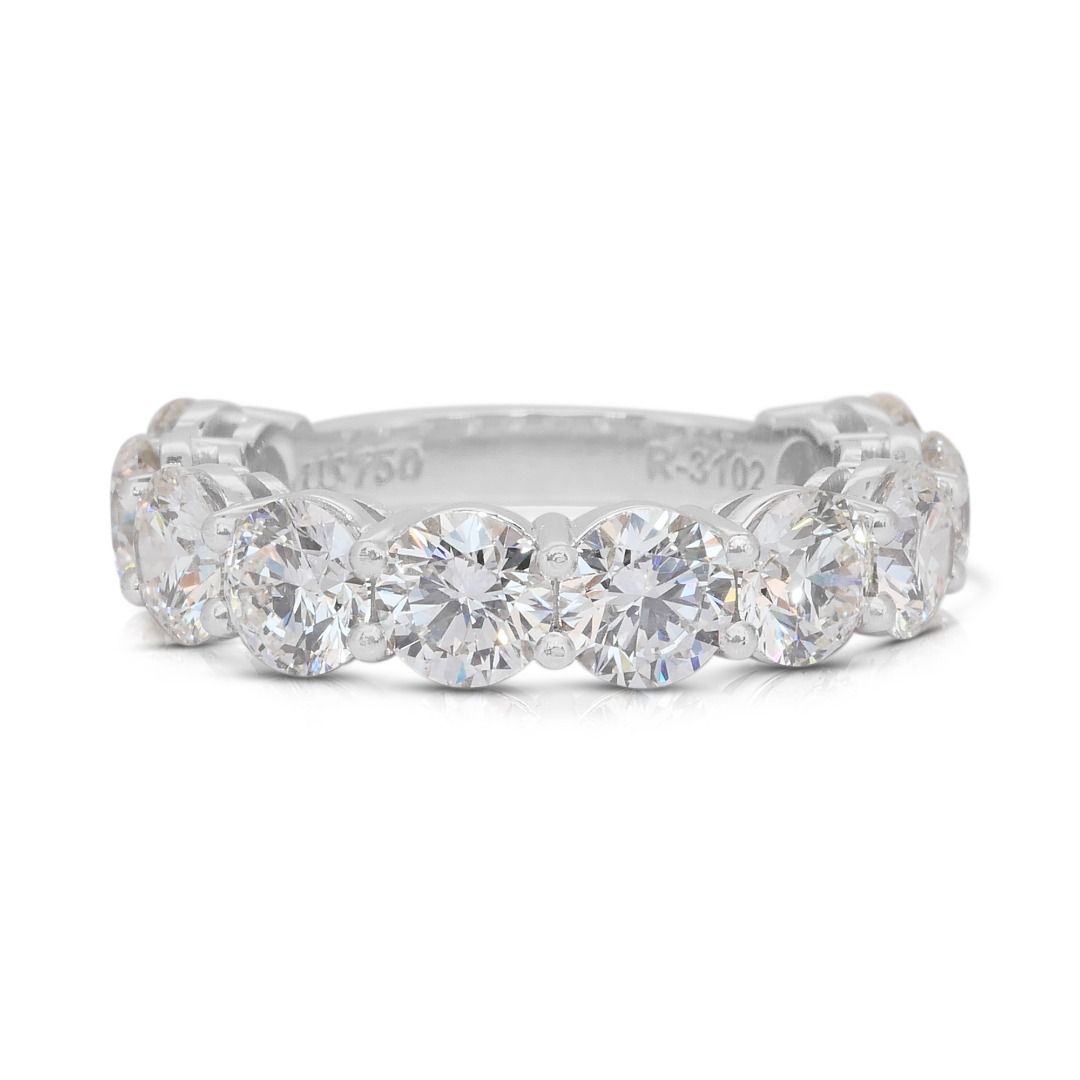 Sparkling 5.18ct Diamonds Band Ring in 18k White Gold - IGI Certified