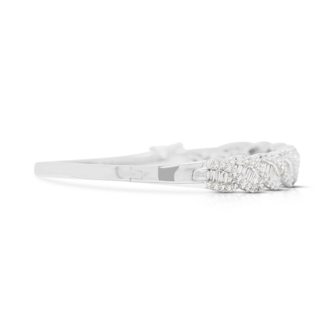 Spectacular 2.78ct Natural Diamond Twisted Bangle in 18K White Gold