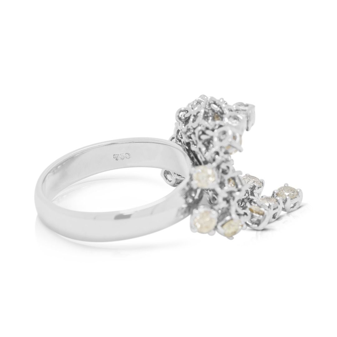 Statement 1.32ct Champagne & White Diamond Ring in 18K White Gold