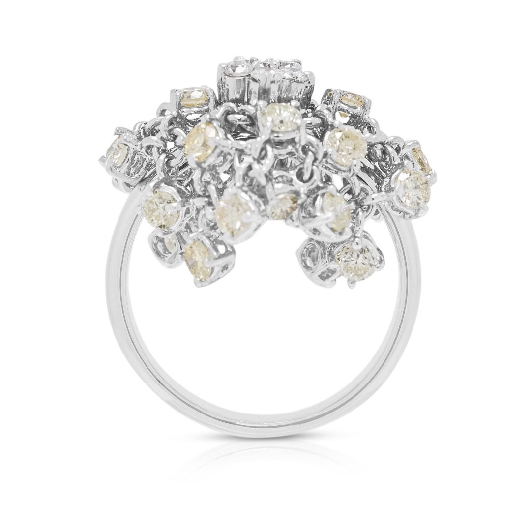 Statement 1.32ct Champagne & White Diamond Ring in 18K White Gold
