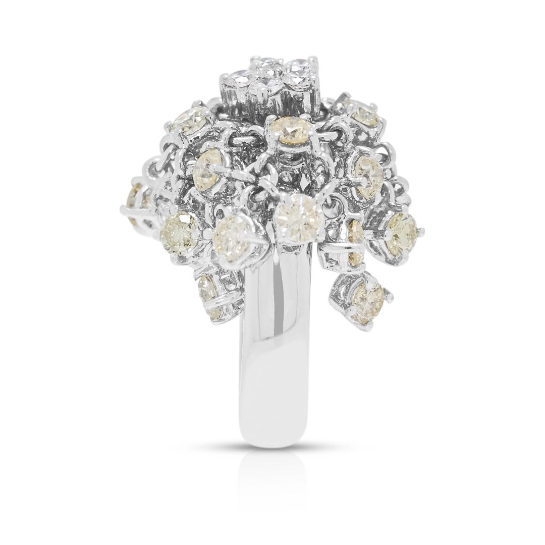 Statement 1.32ct Champagne & White Diamond Ring in 18K White Gold